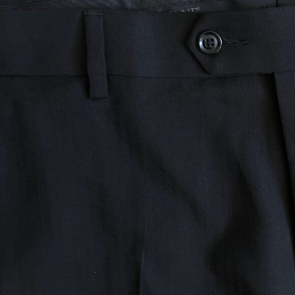 Savane Dress Pants Size 42x30 Black Herringbone Woven Trousers Stretch Waist - Picture 3 of 5